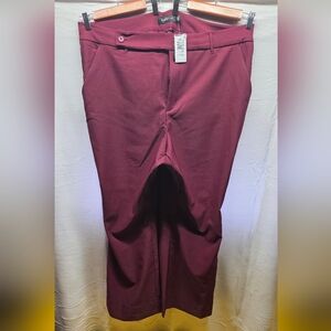 torrid Wine Stretch Flat-Front Trousers